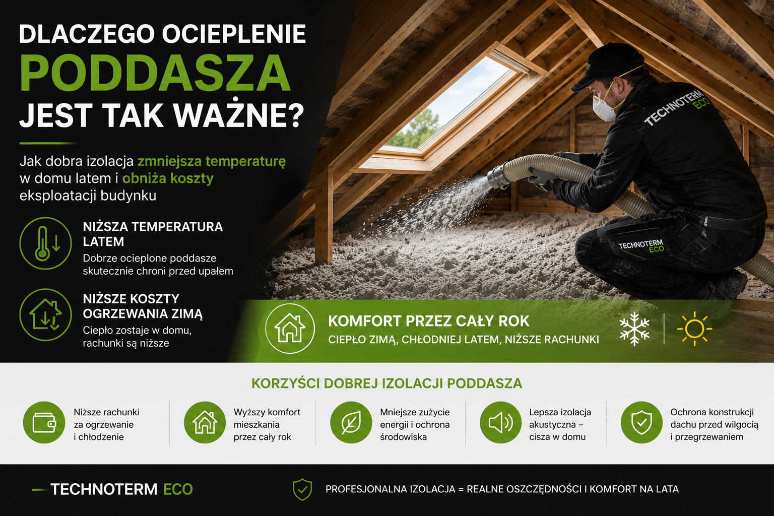 Dlaczego ocieplenie poddasza jest tak ważne? Jak dobra izolacja zmniejsza temperaturę w domu latem i obniża koszty eksploatacji budynku